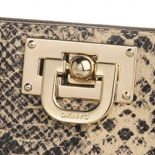 DKNYC Python Print Leather Clutch with Chain Strap