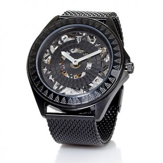 Timepieces by Randy Jackson Mens Mechanical Skeleton Dial Mesh Strap