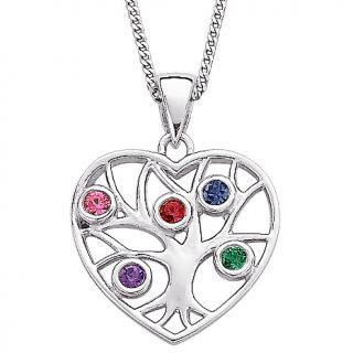 Personalized Sterling Silver Family Tree Heart Shaped Birthstone Pe