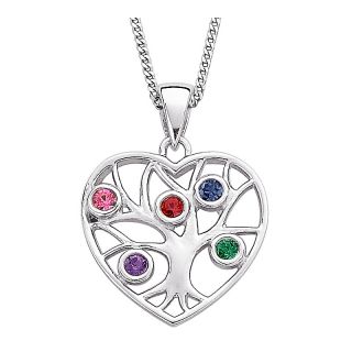 Personalized Sterling Silver Family Tree Heart Shaped Birthstone Pe