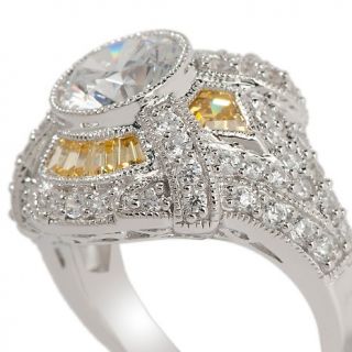 Xavier 3.56ct Absolute™ Round and Canary Baguette Dome Ring