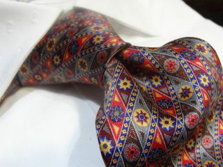 Napoleon Stephano Ricci Silk Tie Necktie Extra Long 62 Gray Blue Burg