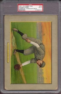 1911 T3 TURKEY RED #16 JOHNNY EVERS PSA 3 CUBS CHECKLIST BACK