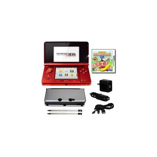 3DS Flame Red Bundle Super Bundle with Game, Case and More