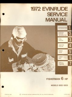 1972 Evinrude 6hp Fisherman Outboard Motor Service Manual Models 6202