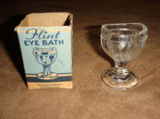 Vintage Flint Eye Wash Glass Cup with Box Eagle Drugs