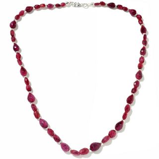110.16ct Ruby Faceted Bead Sterling Silver 18 Necklace
