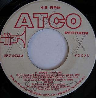 Cream Eric Clapton Atco EP 4534 Promo from 1969 RARE$