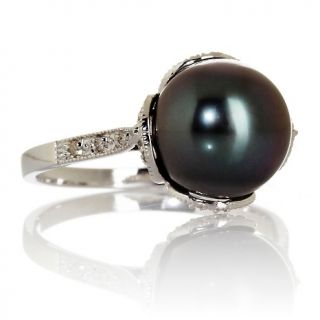  tahitian pearl and white diamond sterling silver ring rating 1 $ 86