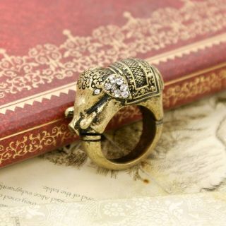 Vintage Bronze Rhinestone Elephant Rings Fashion Elegant Ring Free