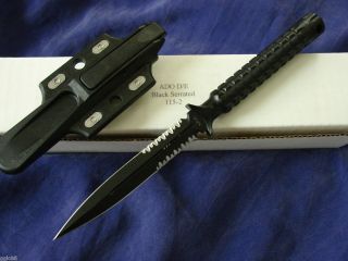 Microtech Knives ADO Black Fixed Blade DE Part Serrated Dagger w