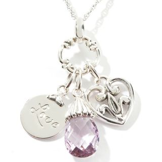 Orvieto Silver 2ct Rose de France Amethyst Love Pendant with 18&quo