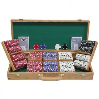 Indoor Games Poker 500 Chip Texas Hold em Set with Genuine Oak