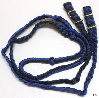 Blue and Black Parachute Cord Contest Reins Horse Tack Equine