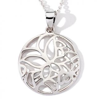 107 4579 sterling silver filigree butterfly cutout pendant with 18