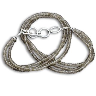 Awesome Natural Facet Smoky Quartz 3 Strand 925 Silver Beads Necklace