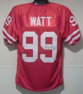 JJ WATT AUTOGRAPHED/SIGNED WISCONSIN BADGERS RED SIZE XL JERSEY