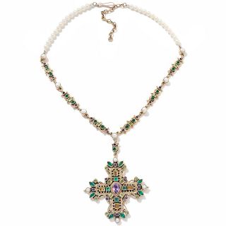  multigemstone scrolled bronze cross 16 3 4 necklace rating 1 $ 114