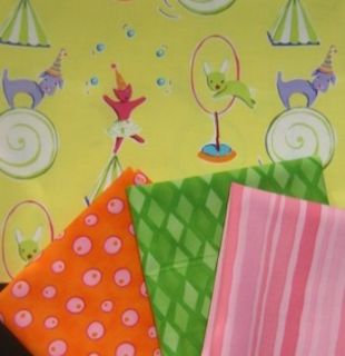 Circus Yellow Performers Fabric Bunny Dog Cat Novelty