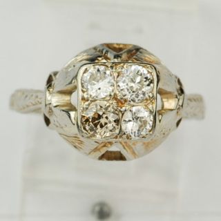 Estate Antique Gold Mine Cut Diamond Engagement Ring