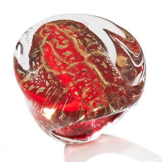 132 286 murano italian art murano by manuela red oval glass ring