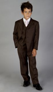 CHEAP SUITS FOR BOYS BROWN WEDDING PAGEBOY PROM FORMAL SUIT AGE 1   14