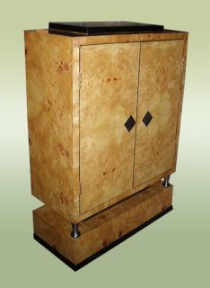 Tall Art Deco Style French Elm Cabinet Sideboard