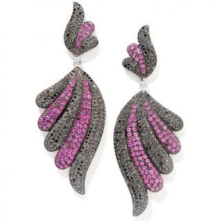 133 834 7 44ct black diamond and ruby feather sterling silver earrings