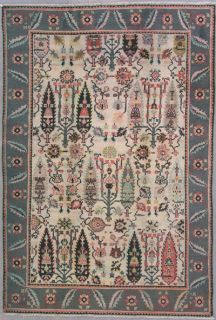 6x9 Ivory Antique Indian Oriental Hand Knotted Wool Area Rug Carpet