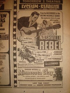 060753CR Nashville Rebel Waylon Jennings Movie Advert June 6 1967