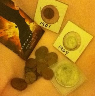 Morgan Silver Dollar Wheat pennies lot with Batman Returns pin