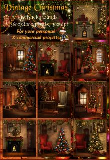 Vintage Christmas Digital Fantasy Fairytale Holiday Backdrops