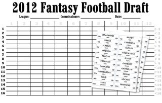 2012 Fantasy Football Print at Home Kit Draft Board Printable Labels