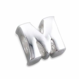 ALPHABET INITIAL M LETTER M Charm Bead Authentic 925 Sterling Silver