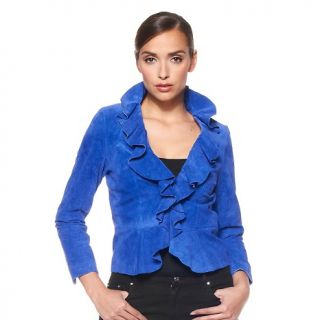 IMAN Platinum Collection Soft Suede Ruffle Jacket