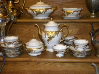 Vintage Embossed Heavy Gold Porcelain China Dinnerware Set Wakbrzych