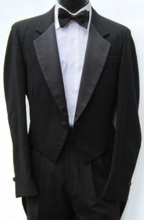 Mens Black Two Button Notch Fulldress Tuxedo Tailcoat Costume Theater