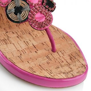 VANELi Cork and Rope Wedge Jeweled Leather Thong Sandal at