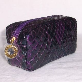 Estee Lauder Small Cosmetic Bag Purple with Pattern & Signature Gold