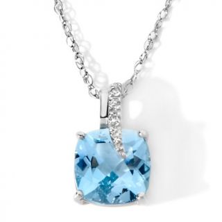 10K White Gold 1.61ct Blue Topaz and Diamond Pendant with 18 Chain at