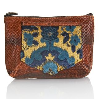 Clever Carriage Company Vintage Brocade and Leather Makeup Bag