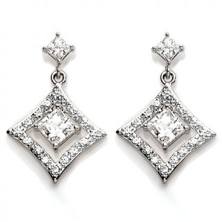 62ct Absolute™ Princess Cut and Pavé Drop Earrings