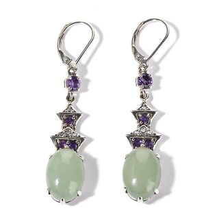 Jade of Yesteryear Jade, Amethyst and CZ Sterling Silver Pagoda Ear