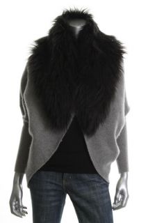Famous Catalog Moda New Gray Faux Fur Collar Hook Closure Dolman