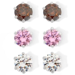 405 163 absolute 3ct sterling silver clear pink and chocolate 3 piece