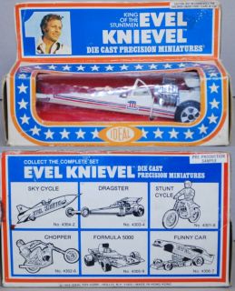 Evel Knievel 1977 Ideal MIB Die Cast Dragster Salesman Sample