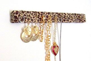 Jewelry Bracelet Necklace Holder Organizer Display Cheetah Fur