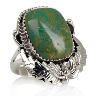 Chaco Canyon Southwest Green Turquoise Sterling Silver Leaf Ring at