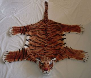  Tiger Rug Soft Faux Carpet Throw Pillow Wild Jungle Animal Cat