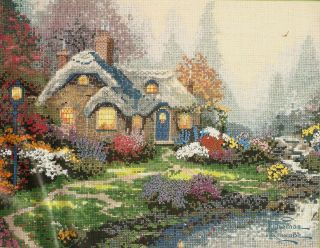 Thomas Kinkade Everetts Cottage Flower Gardens Counted Cross Stitch